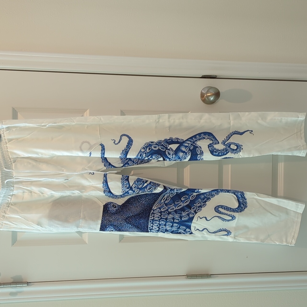 Octopus Print White and Blue Joggers
